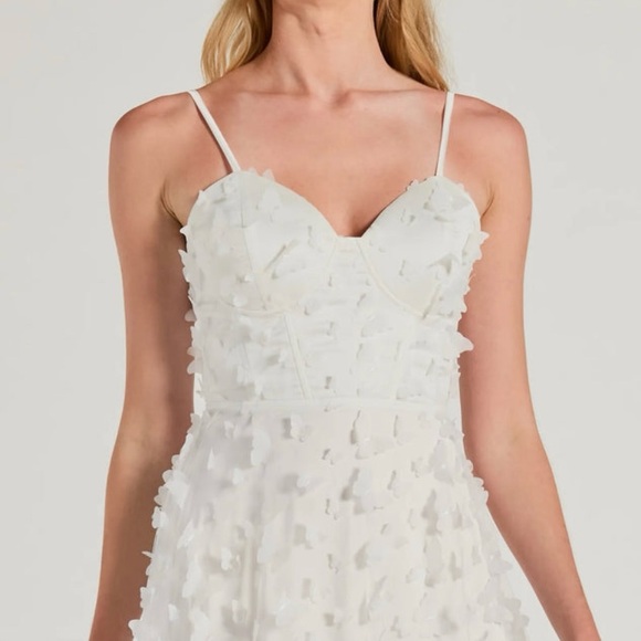 White butterfly appliqué corset lace up midi dress - S NWT - Picture 2 of 4